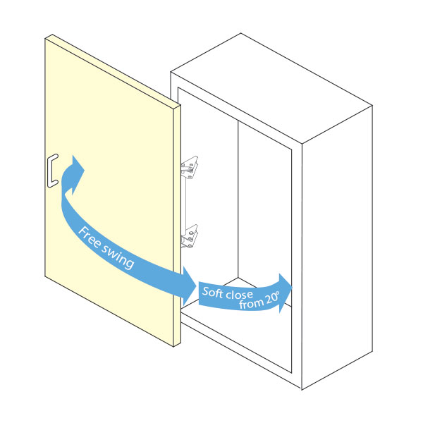 Bản lề FAD-5 giúp mở cánh cửa tủ toàn phần