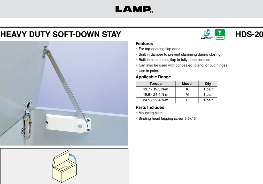 Tay nâng cửa tủ bếp mở trên đỉnh HDS-20