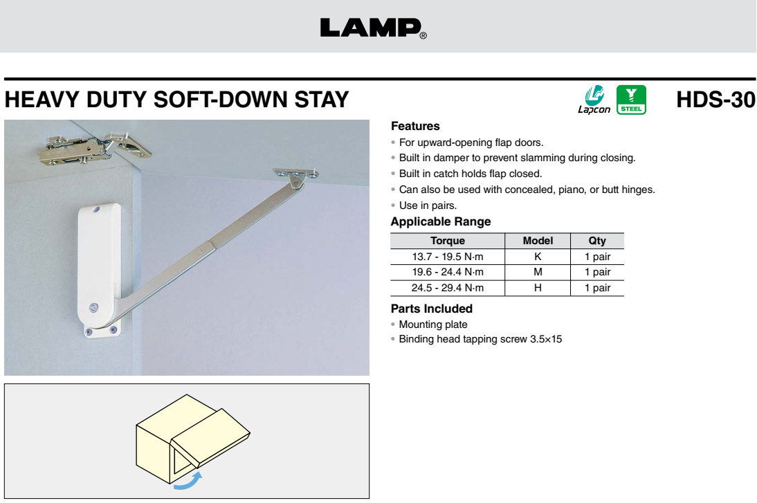 Tay nâng cửa tủ bếp mở cánh hướng lên trên HDS-30