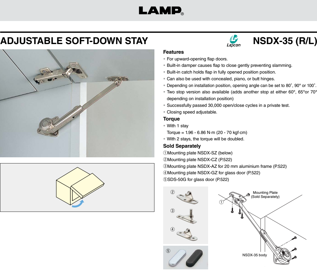 Tay nâng tủ bếp mở cánh hướng lên trên NSDX-35