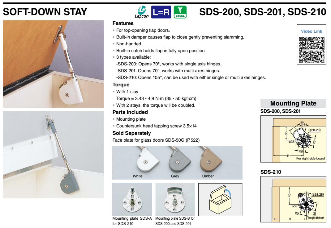 Tay nâng cửa tủ bếp mở trên đỉnh SDS-201